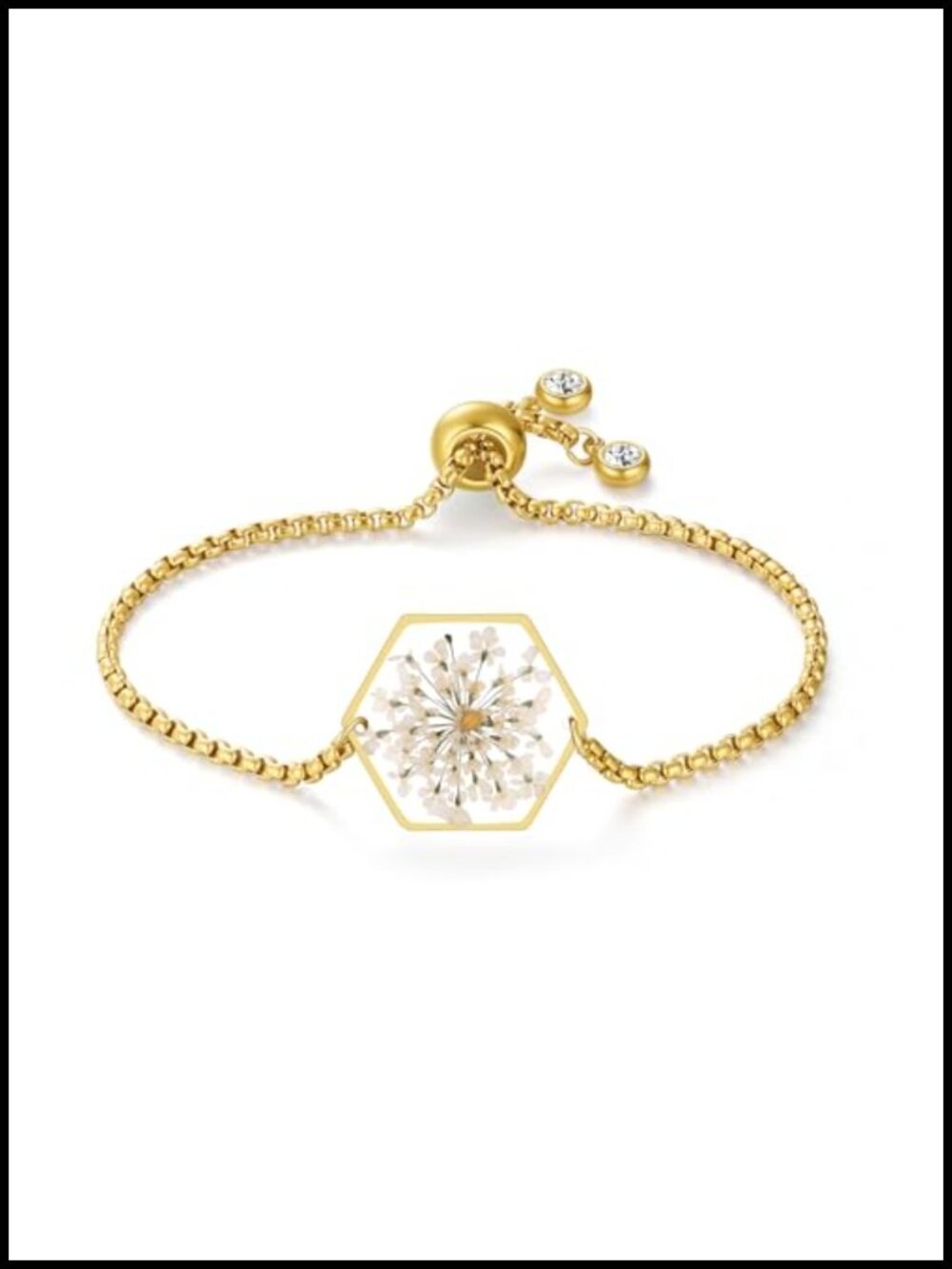 Pressed Wildflower Adjustable Bracelet Resin Handmade Chain W.7-8.6